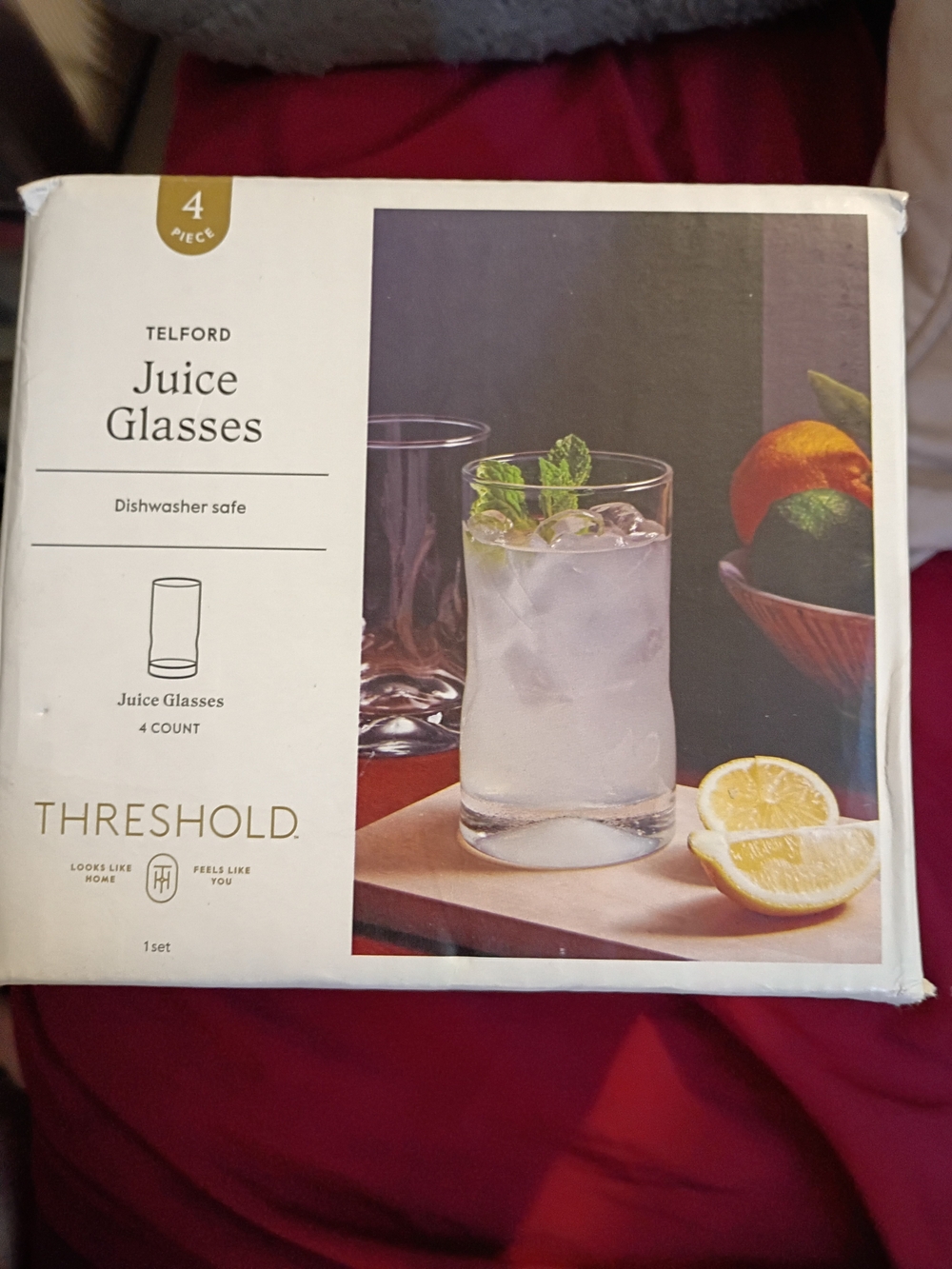 Brand New NeverUsedhreshold Clear Telford Juice Glasses - Transparent (Set of 4)